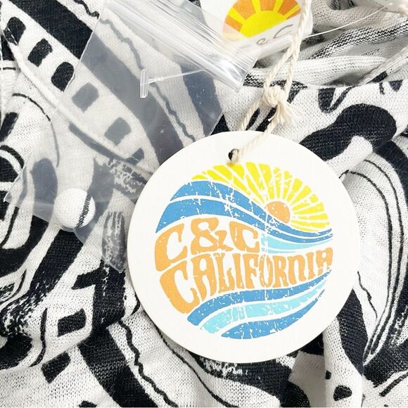 NWT C&C California Summer Linen Halter Top Black & White Print Size Small NEW - Picture 10 of 13